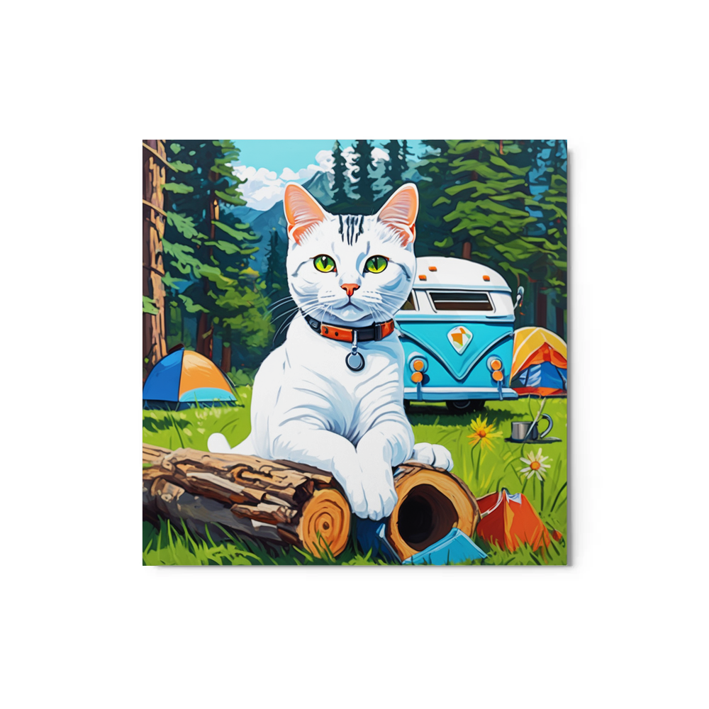 PugMug Custom White American Shorthair Cat Metal Print