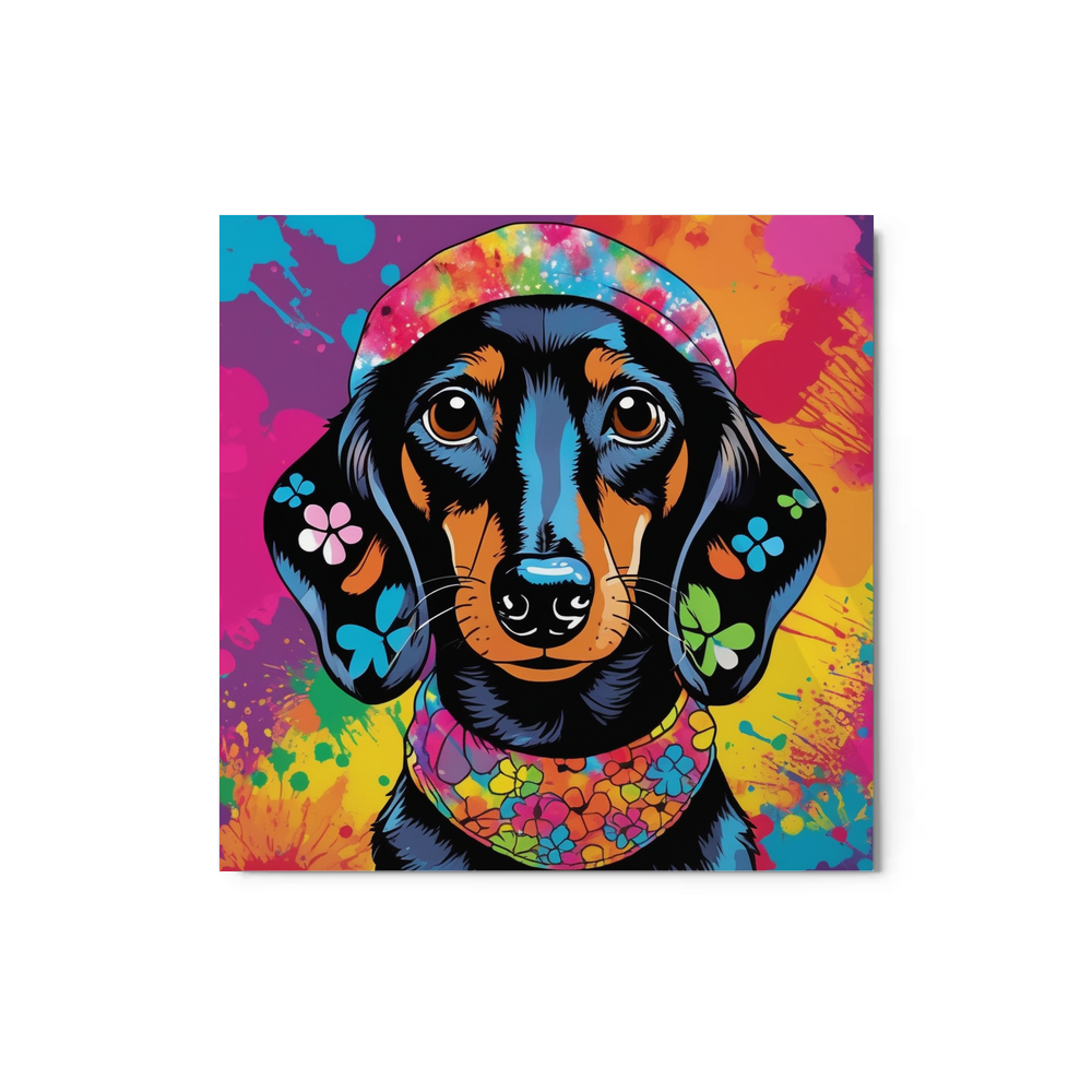 PugMug Custom Black Dachshund Metal Print