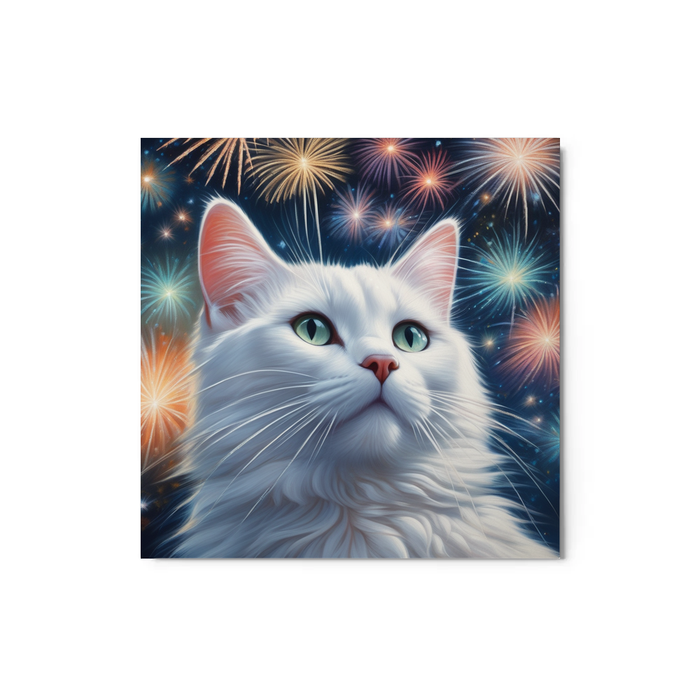 PugMug Custom White Companion Cat Metal Print