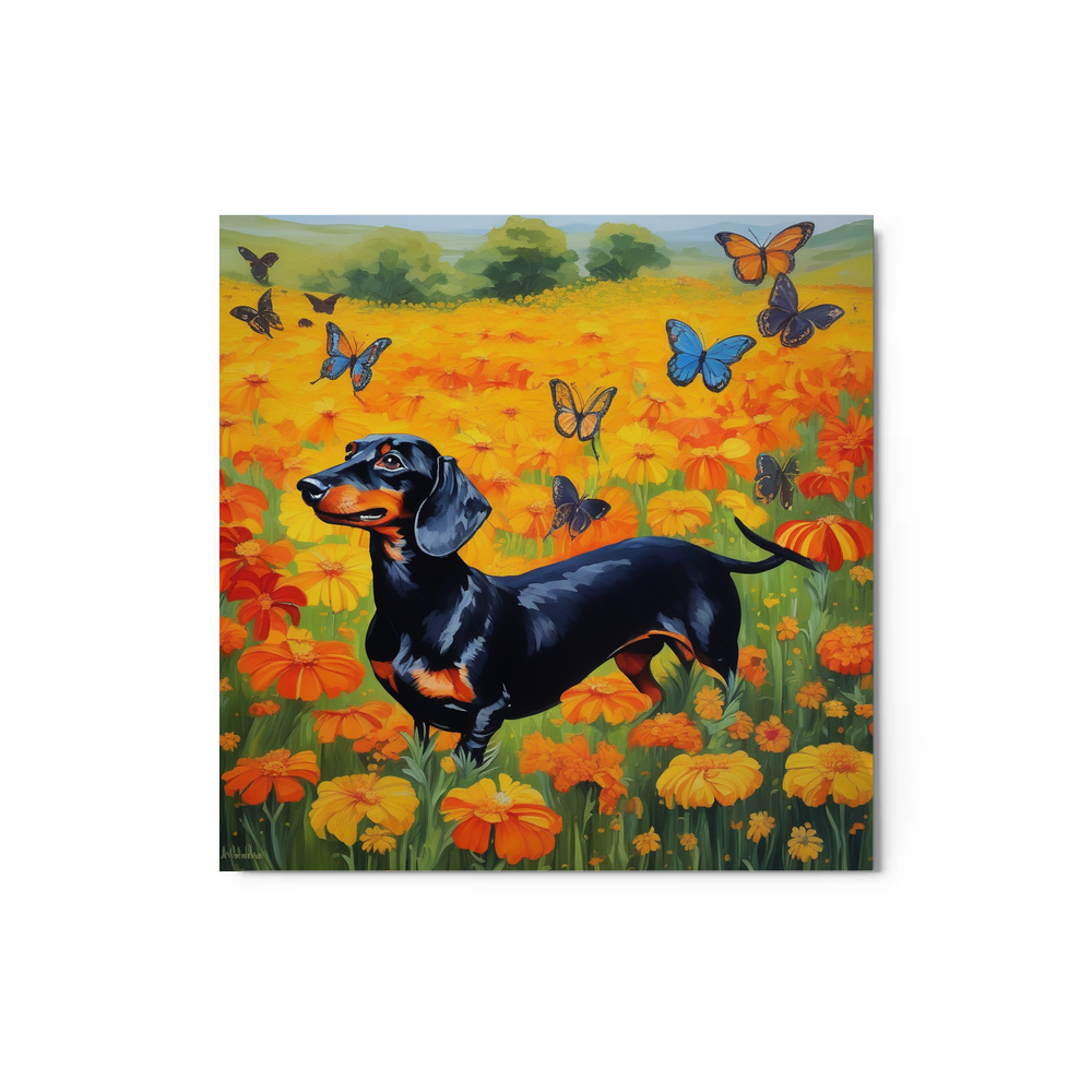 PugMug Custom Black Dachshund Metal Print