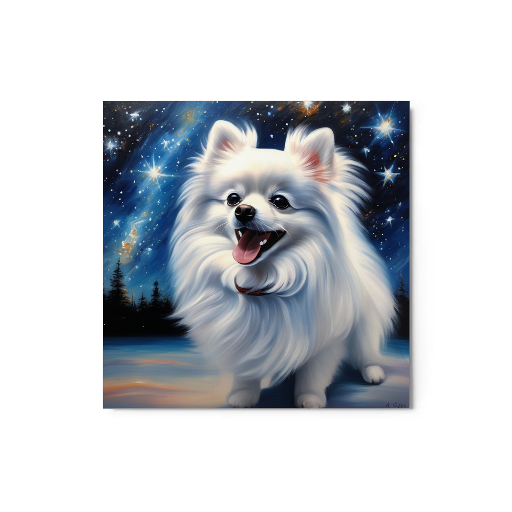 PugMug Custom White Pomeranian Metal Print