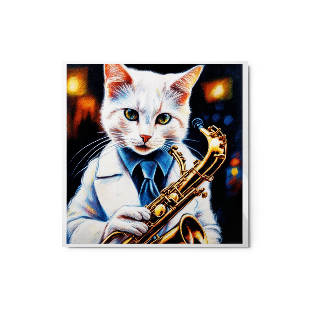 PugMug Custom White Companion Cat Metal Print