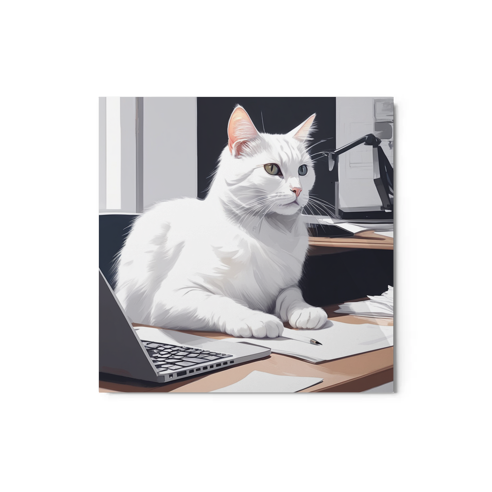 PugMug Custom White Companion Cat Metal Print