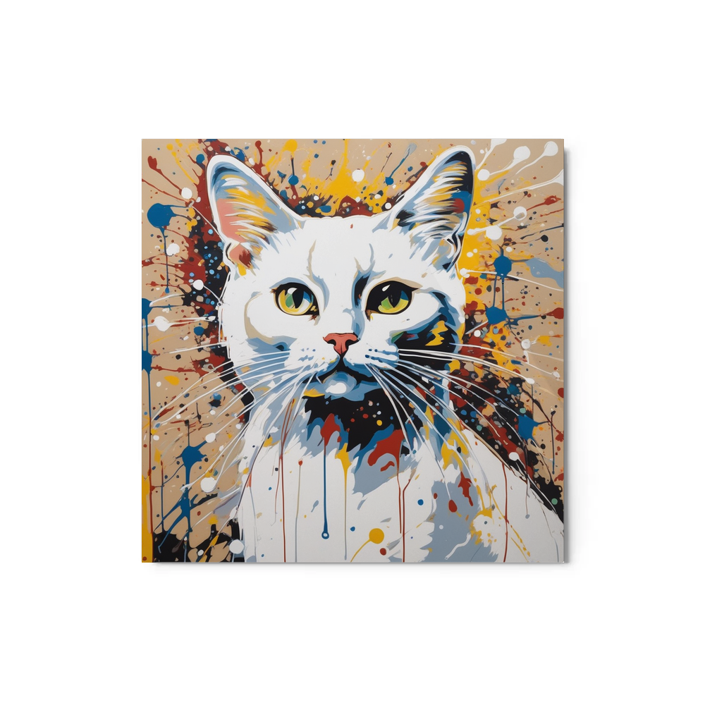 PugMug Custom White Companion Cat Metal Print