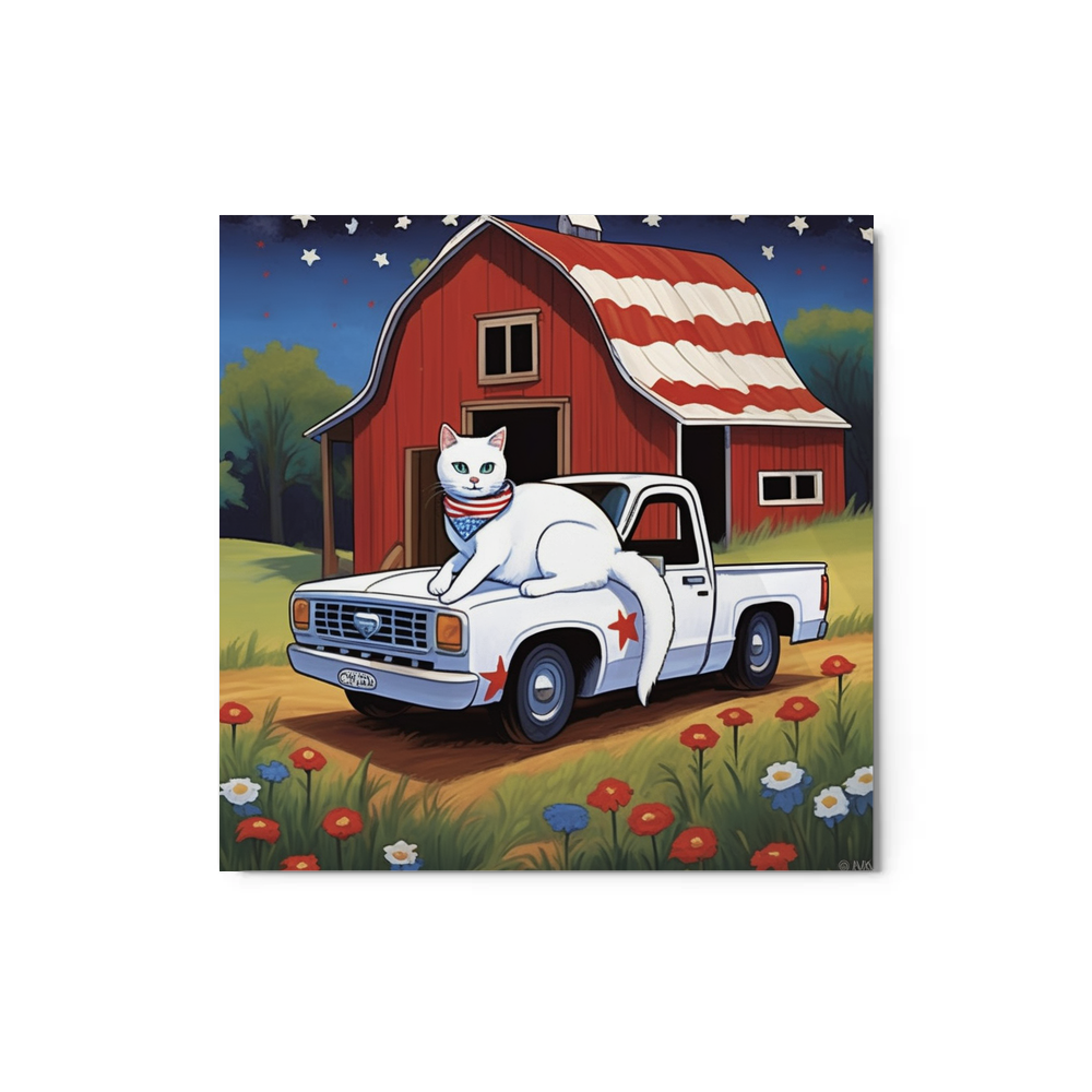 PugMug Custom White Companion Cat Metal Print