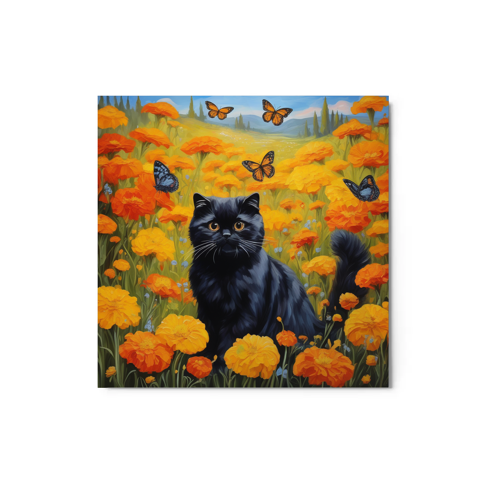 PugMug Custom Black Scottish Fold Cat Metal Print