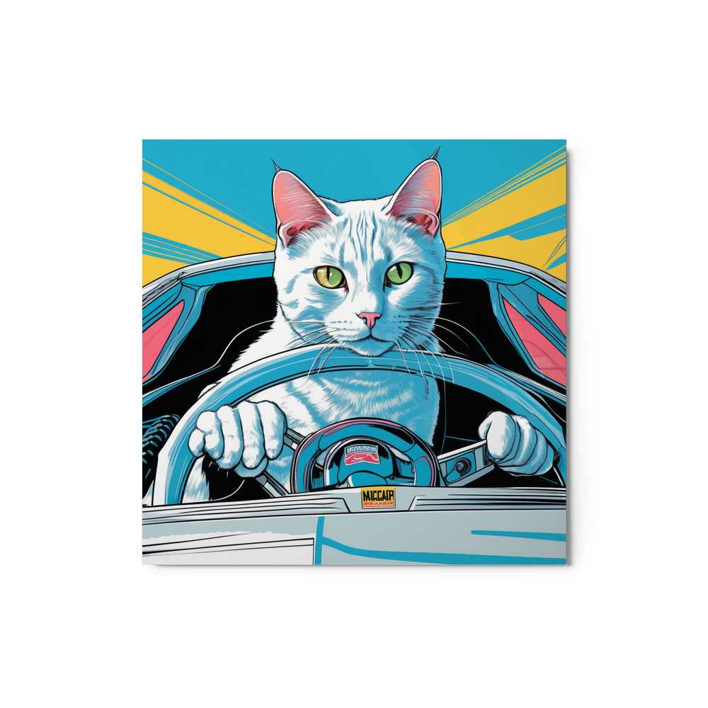 PugMug Custom White Companion Cat Metal Print