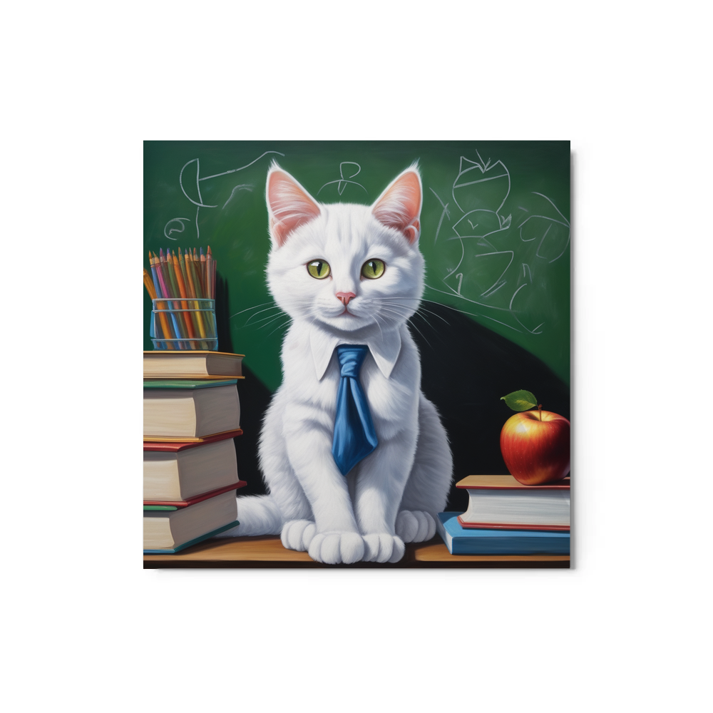 PugMug Custom White Companion Cat Metal Print