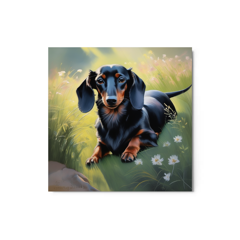 PugMug Custom Black Dachshund Metal Print