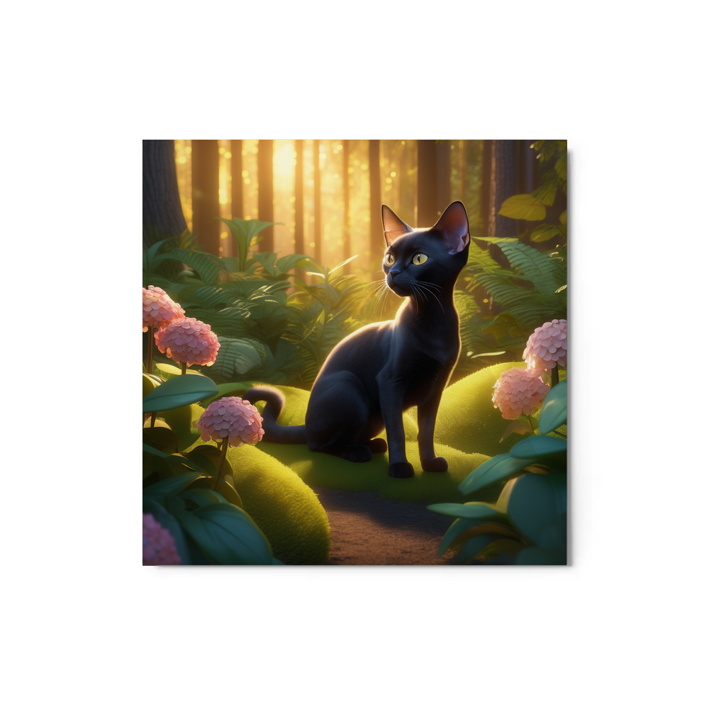 PugMug Custom Black Devon Rex Cat Metal Print