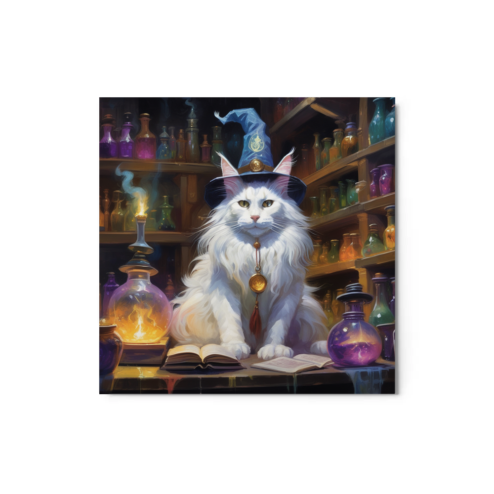 PugMug Custom White Maine Coon Cat Metal Print