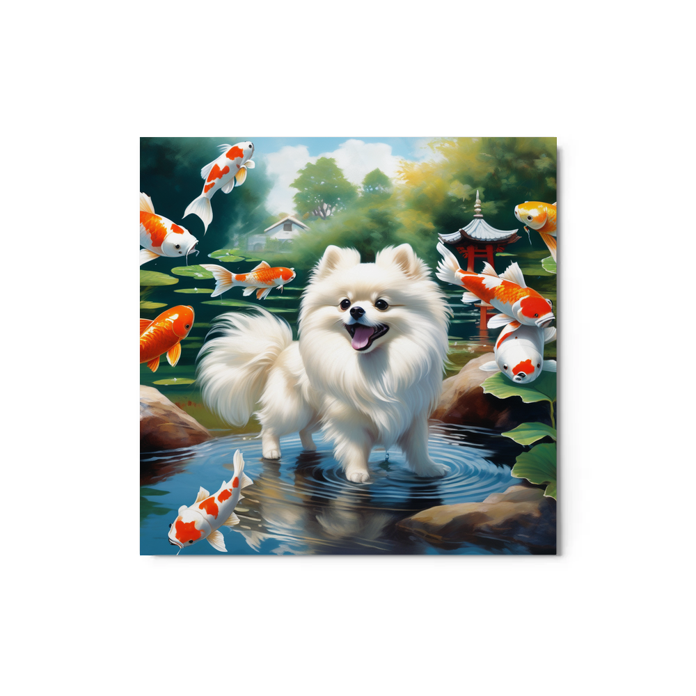 PugMug Custom White Pomeranian Metal Print