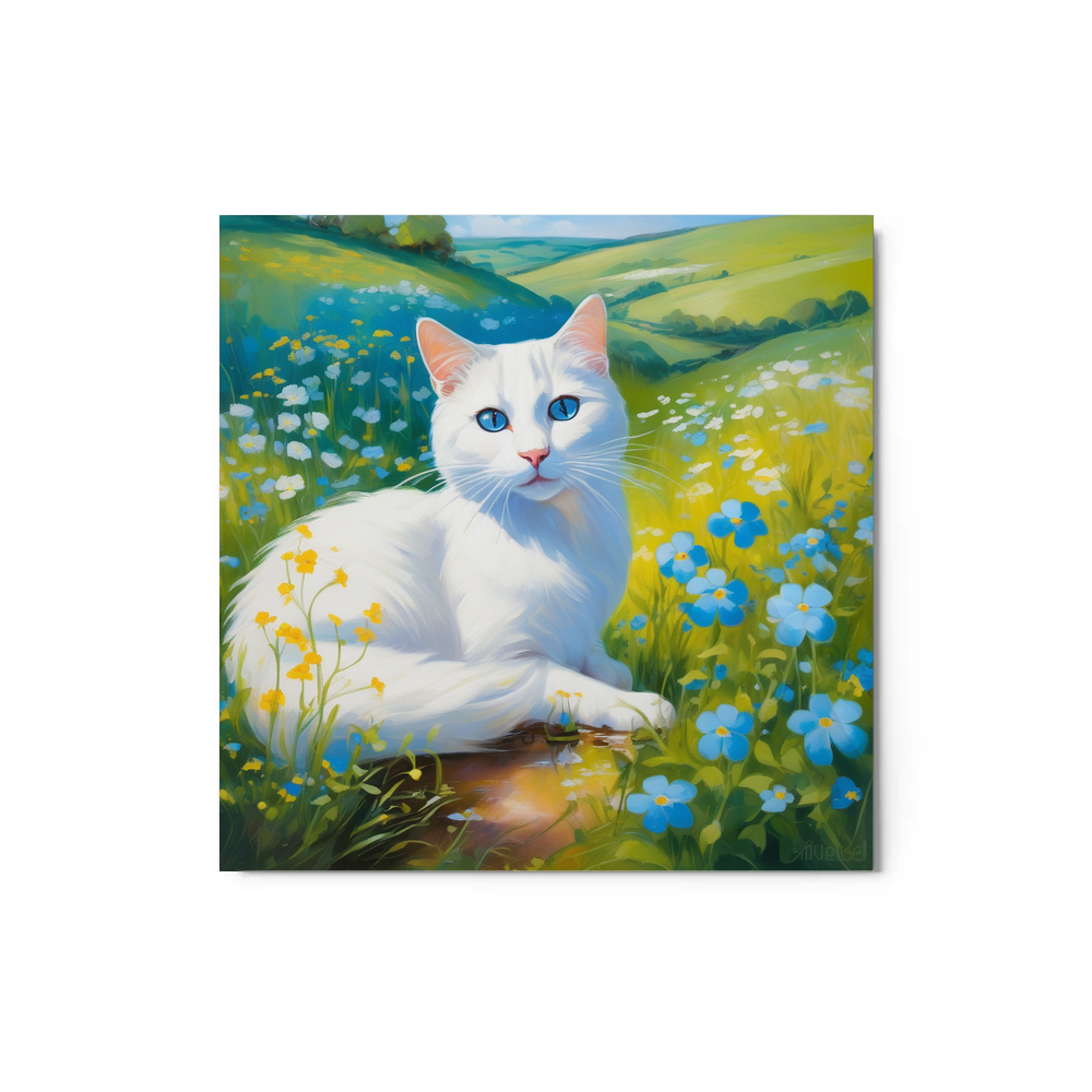 PugMug Custom White Companion Cat Metal Print