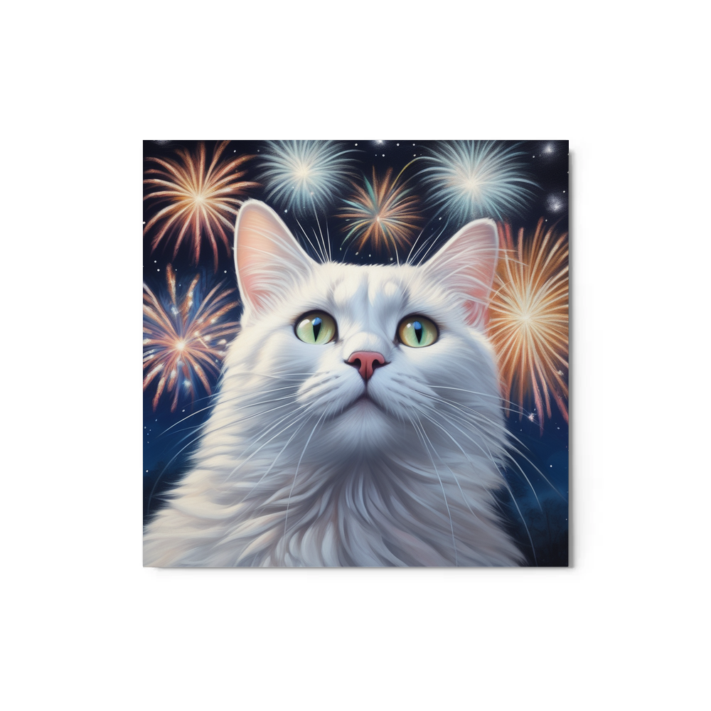 PugMug Custom White Companion Cat Metal Print