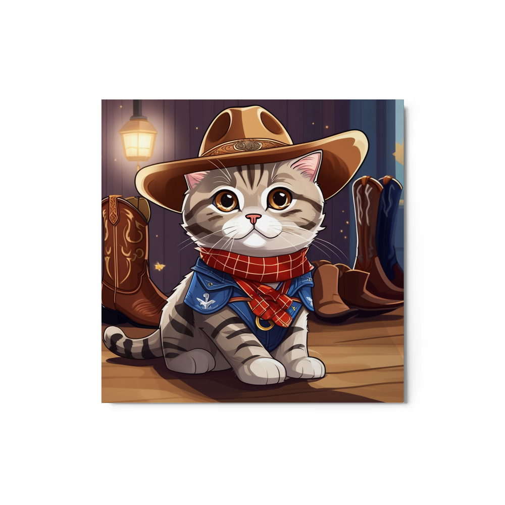 PugMug Custom Tabby Scottish Fold Cat Metal Print