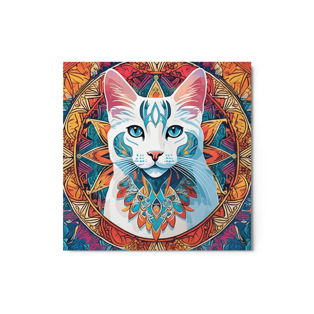 PugMug Custom White Companion Cat Metal Print