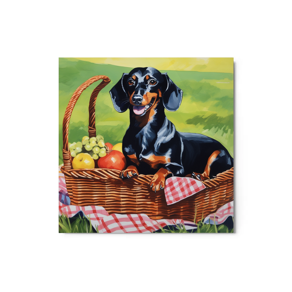 PugMug Custom Black Dachshund Metal Print