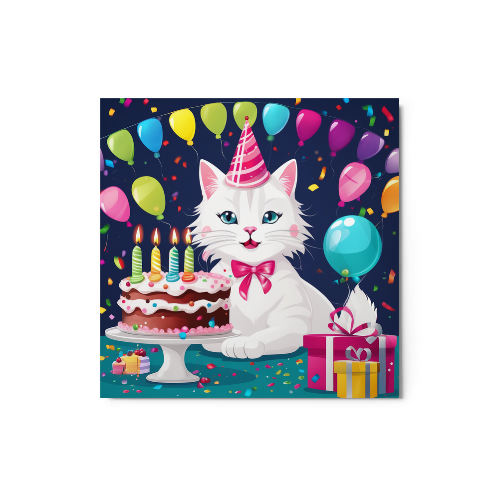 PugMug Custom White Companion Cat Metal Print