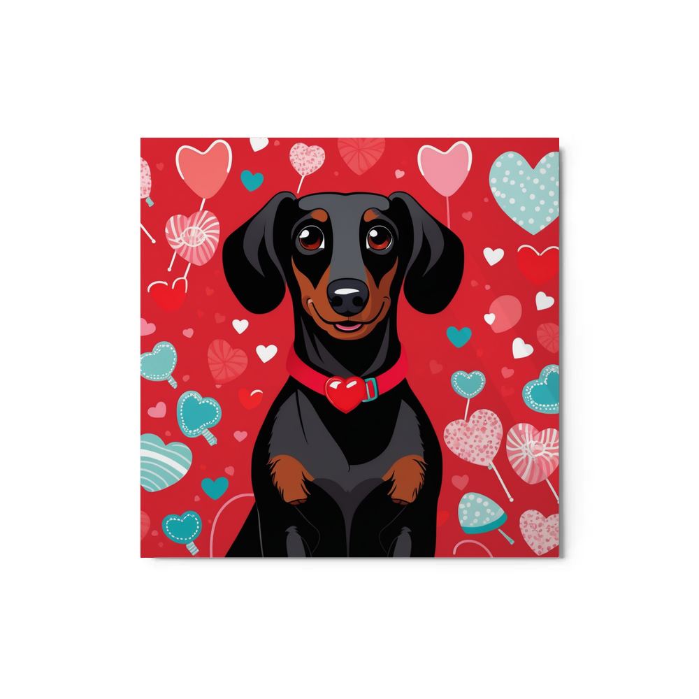 PugMug Custom Black Dachshund Metal Print