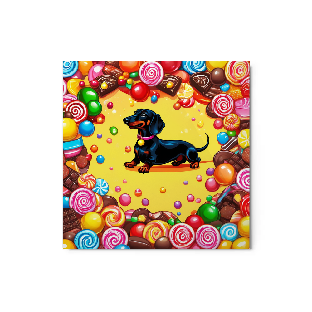 PugMug Custom Black Dachshund Metal Print