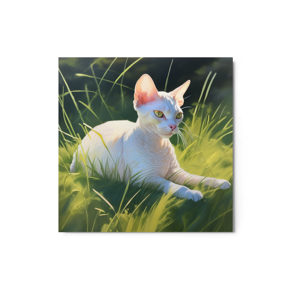 PugMug Custom White Devon Rex Cat Metal Print