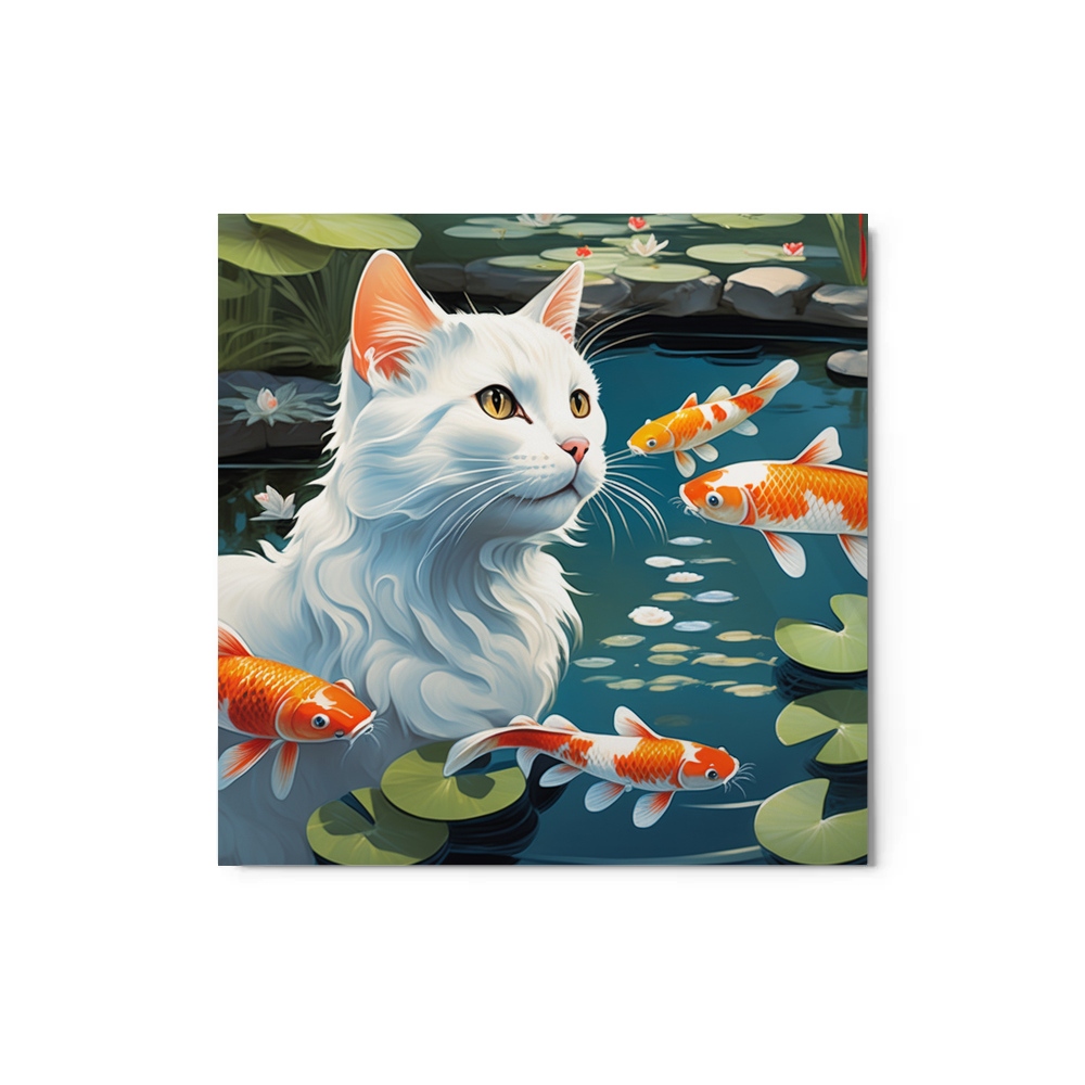 PugMug Custom White Companion Cat Metal Print