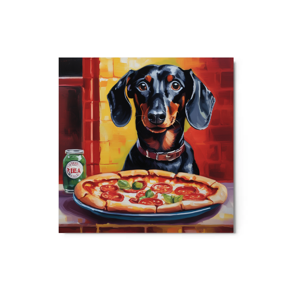 PugMug Custom Black Dachshund Metal Print