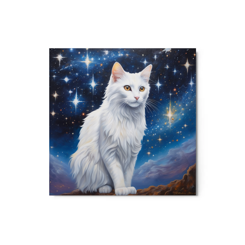 PugMug Custom White Companion Cat Metal Print