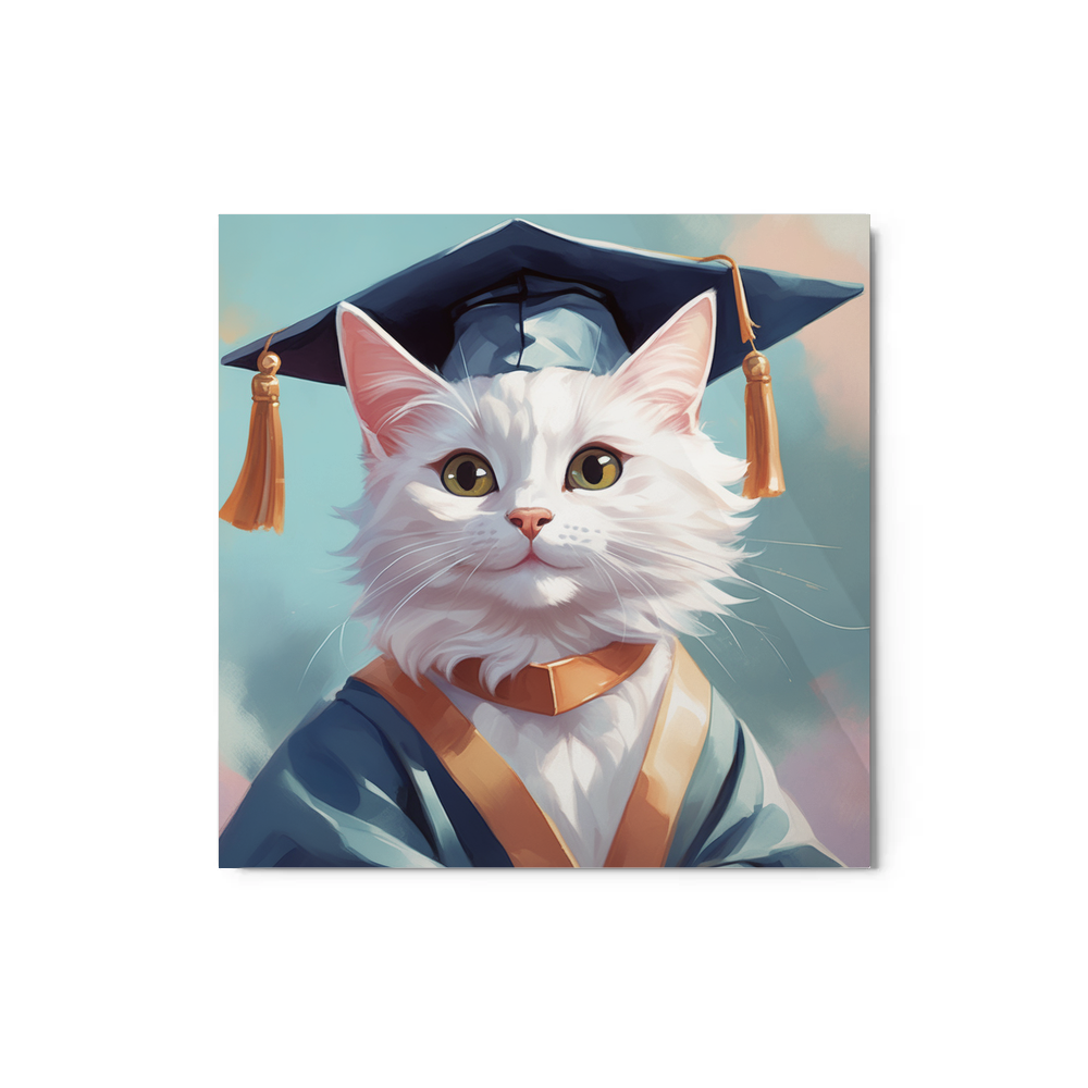 PugMug Custom White Companion Cat Metal Print