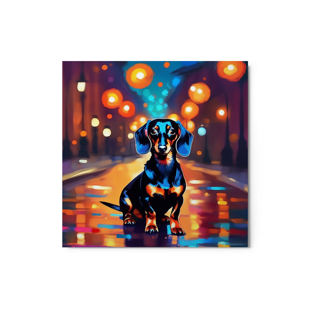 PugMug Custom Black Dachshund Metal Print