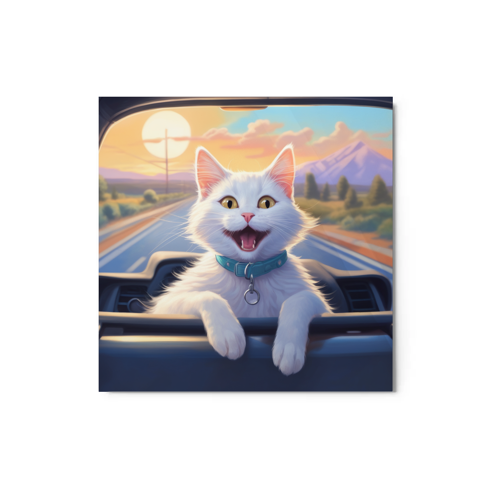 PugMug Custom White Companion Cat Metal Print