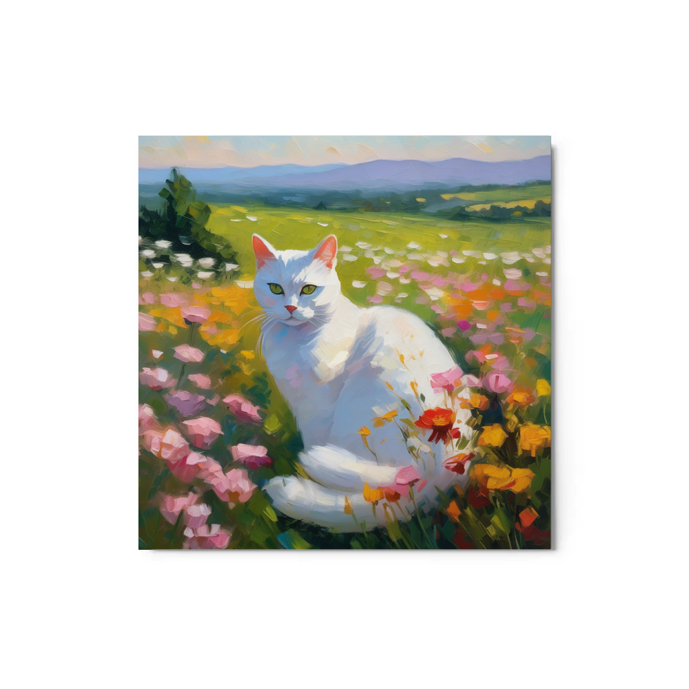 PugMug Custom White American Shorthair Cat Metal Print