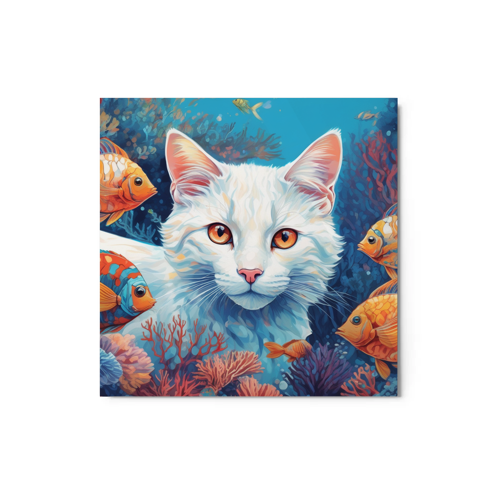 PugMug Custom White Companion Cat Metal Print