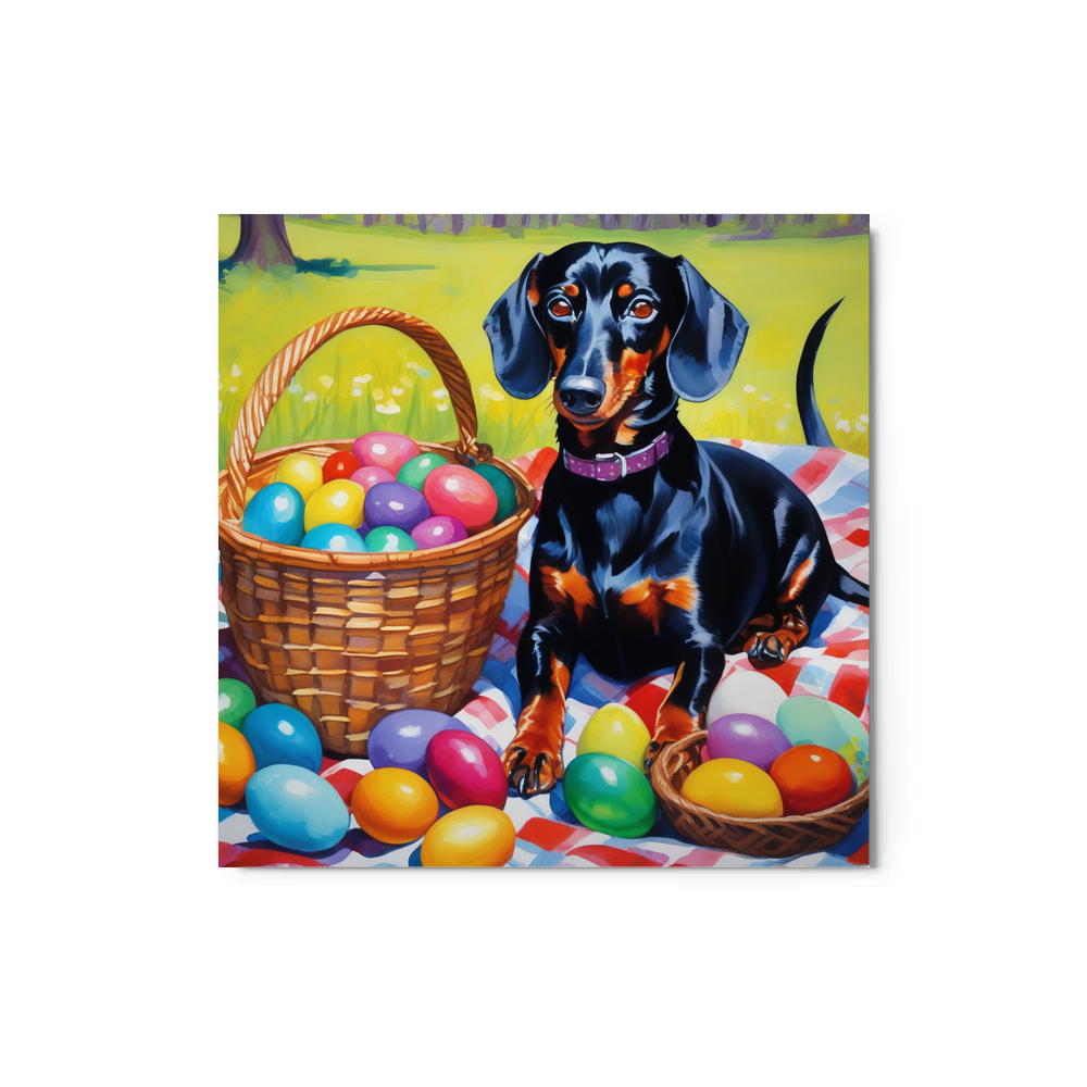 PugMug Custom Black Dachshund Metal Print