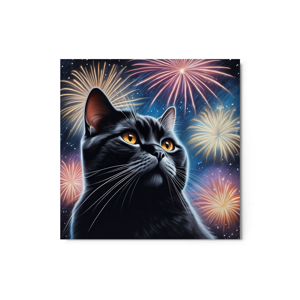 PugMug Custom Black British Shorthair Cat Metal Print