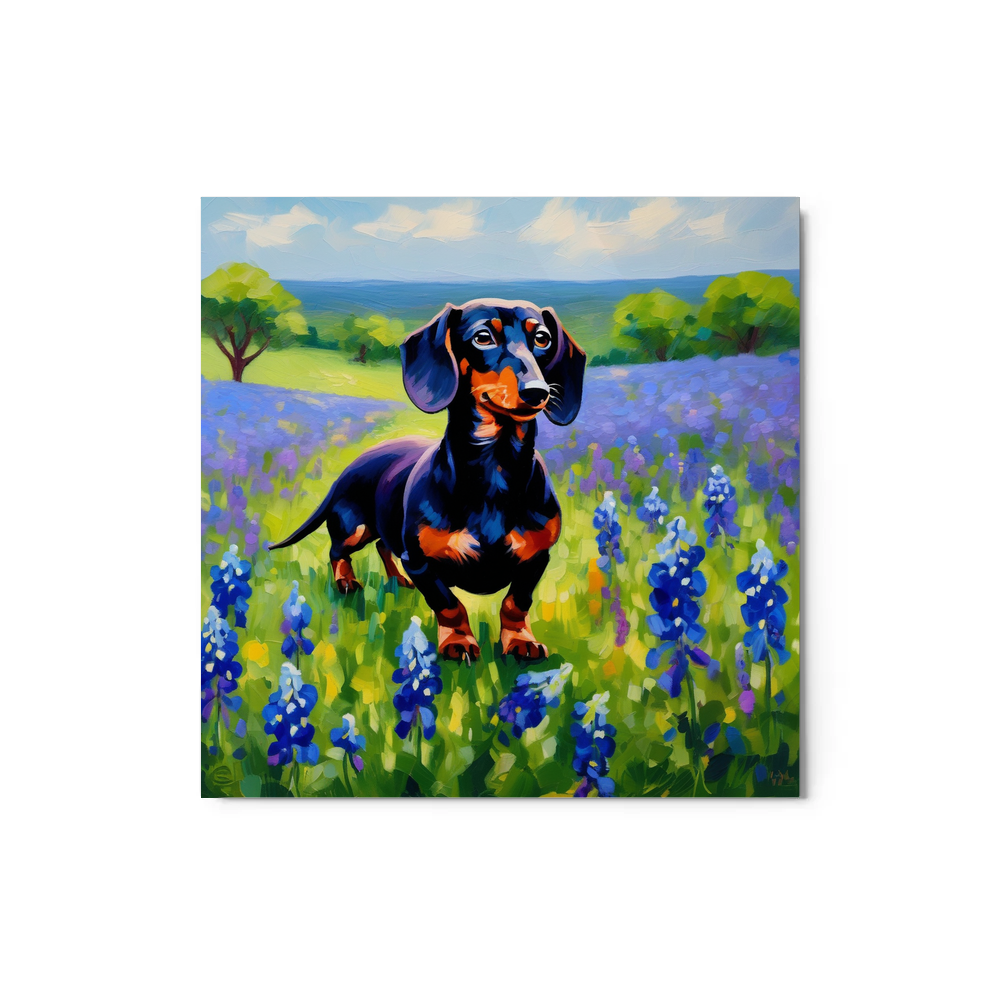 PugMug Custom Black Dachshund Metal Print