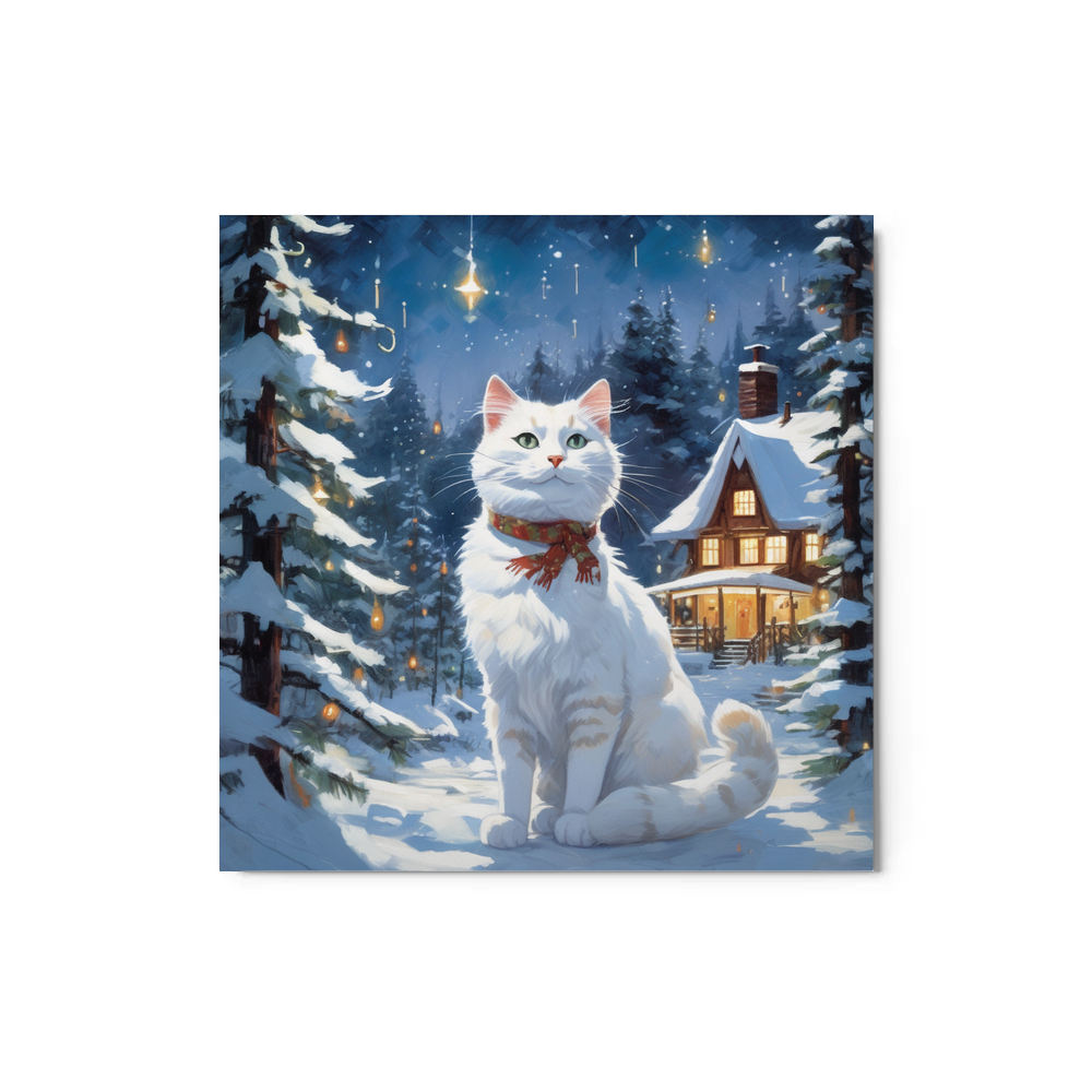 PugMug Custom White Companion Cat Metal Print