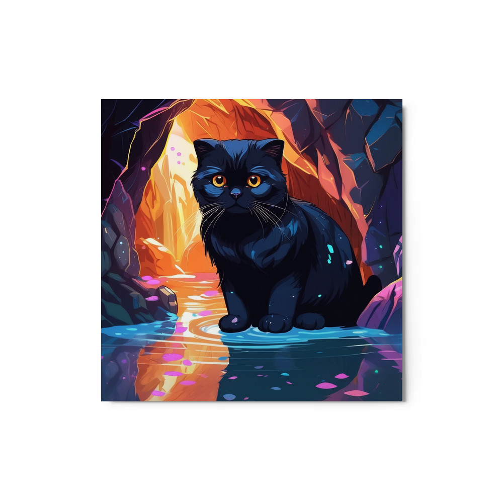 PugMug Custom Black Scottish Fold Cat Metal Print