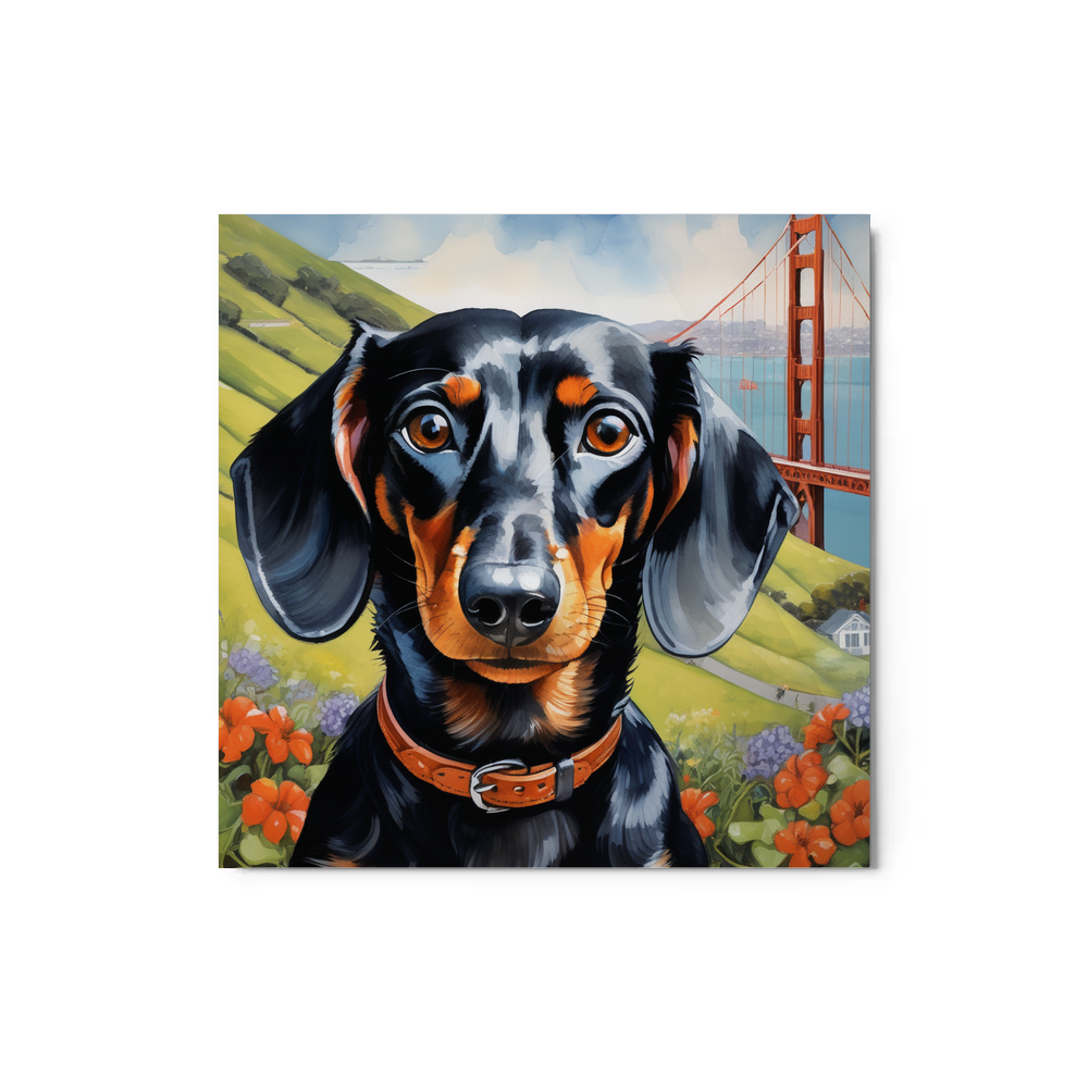 PugMug Custom Black Dachshund Metal Print