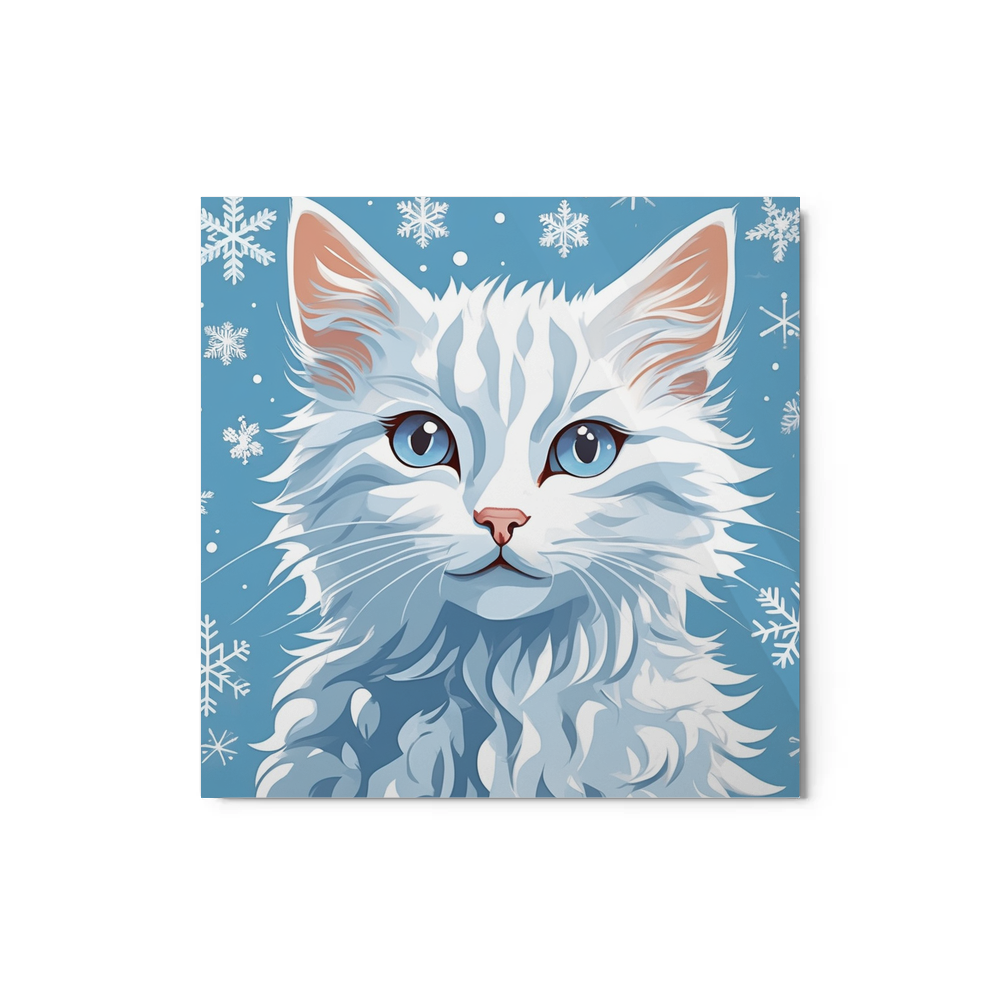 PugMug Custom White Companion Cat Metal Print