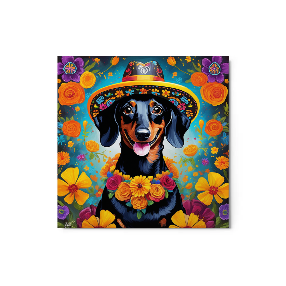 PugMug Custom Black Dachshund Metal Print