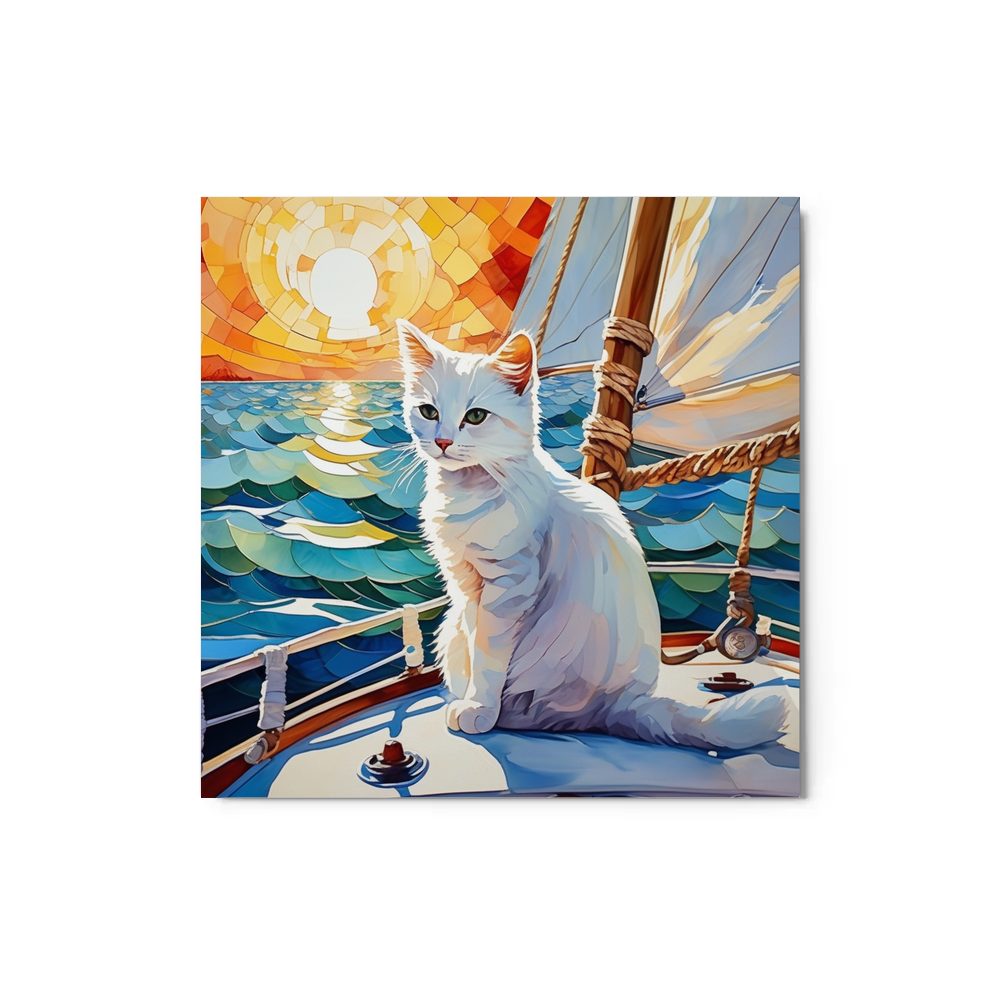 PugMug Custom White Companion Cat Metal Print
