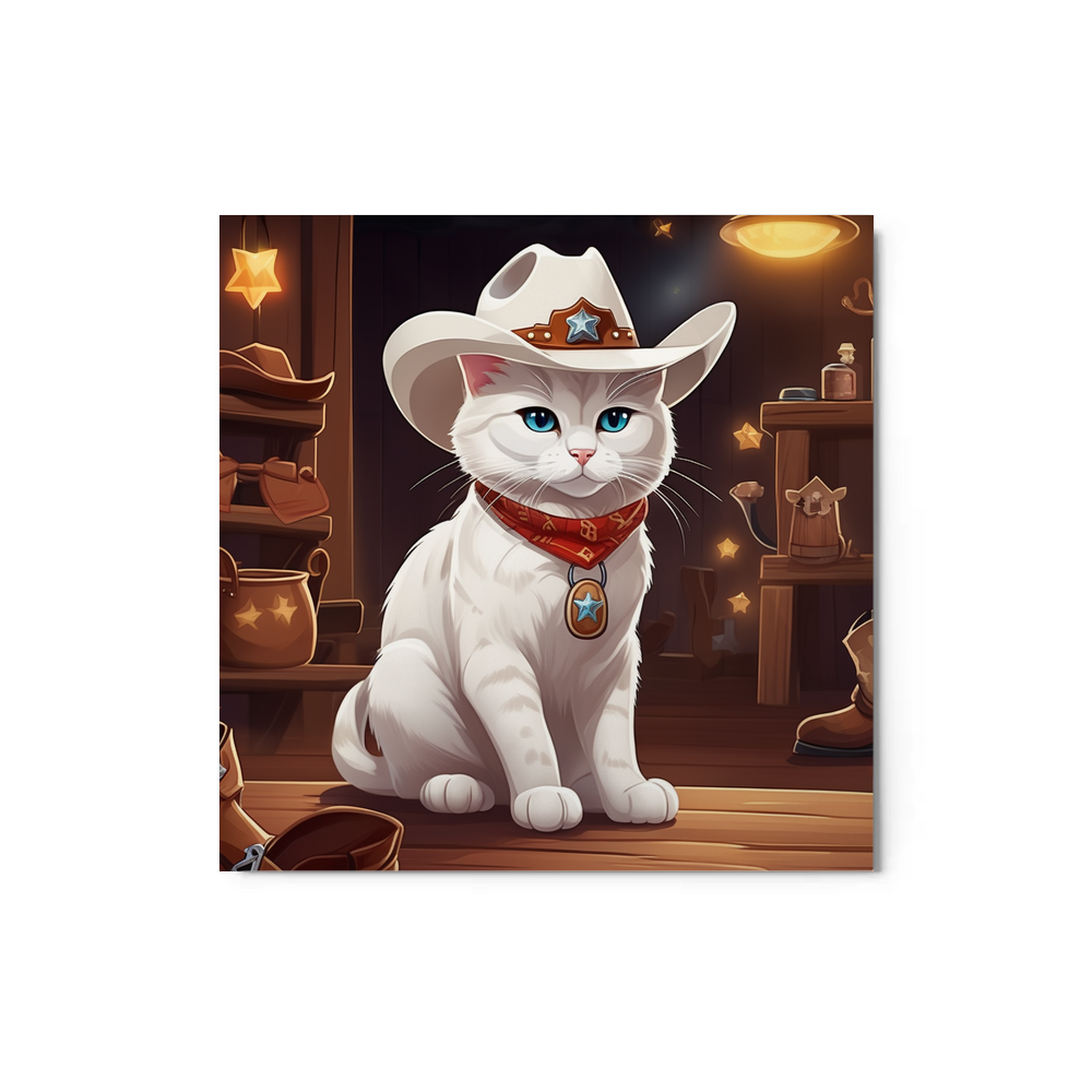 PugMug Custom White Companion Cat Metal Print