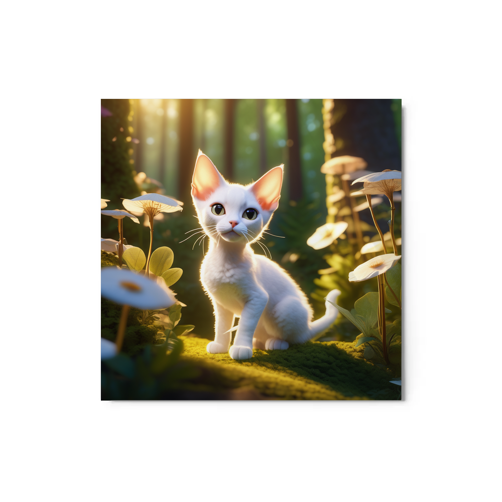 PugMug Custom White Devon Rex Cat Metal Print