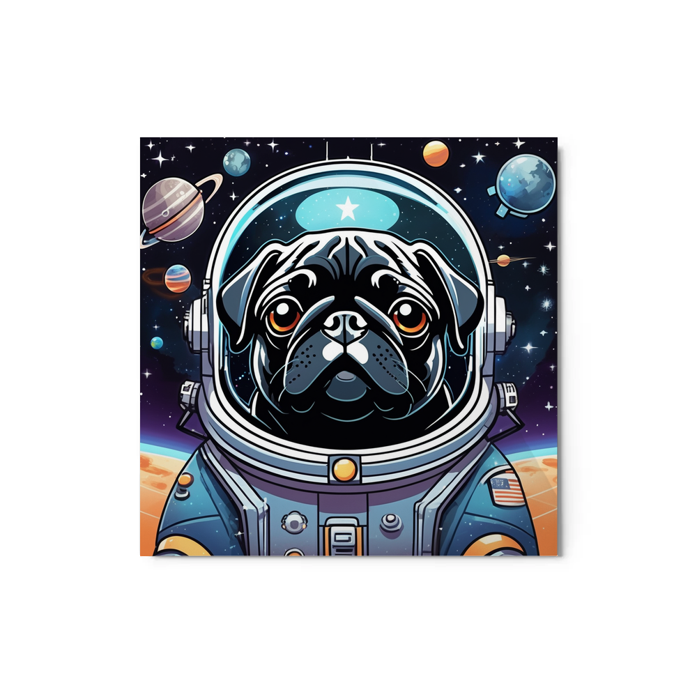 PugMug Custom Black Pug Metal Print