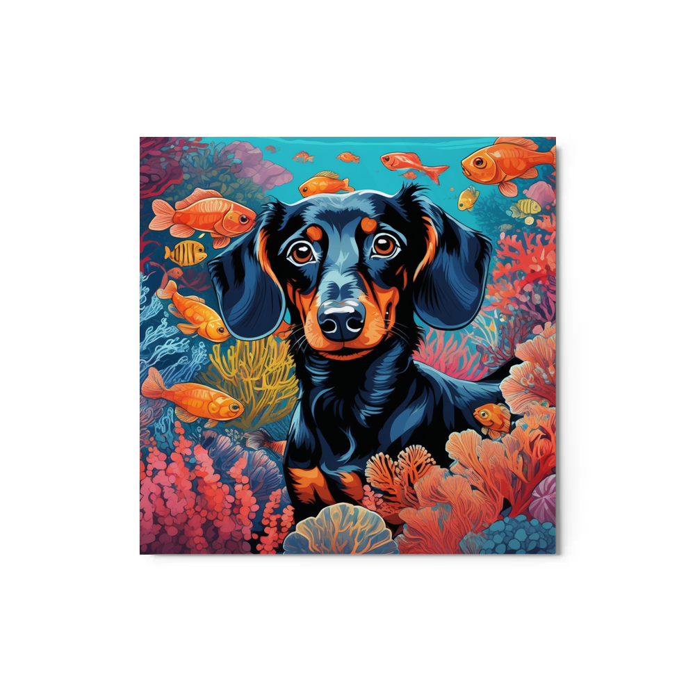 PugMug Custom Black Dachshund Metal Print