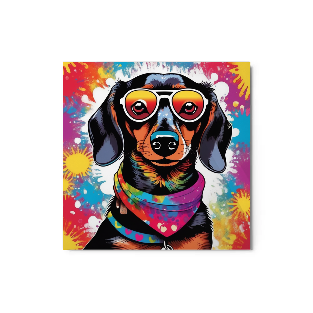 PugMug Custom Black Dachshund Metal Print