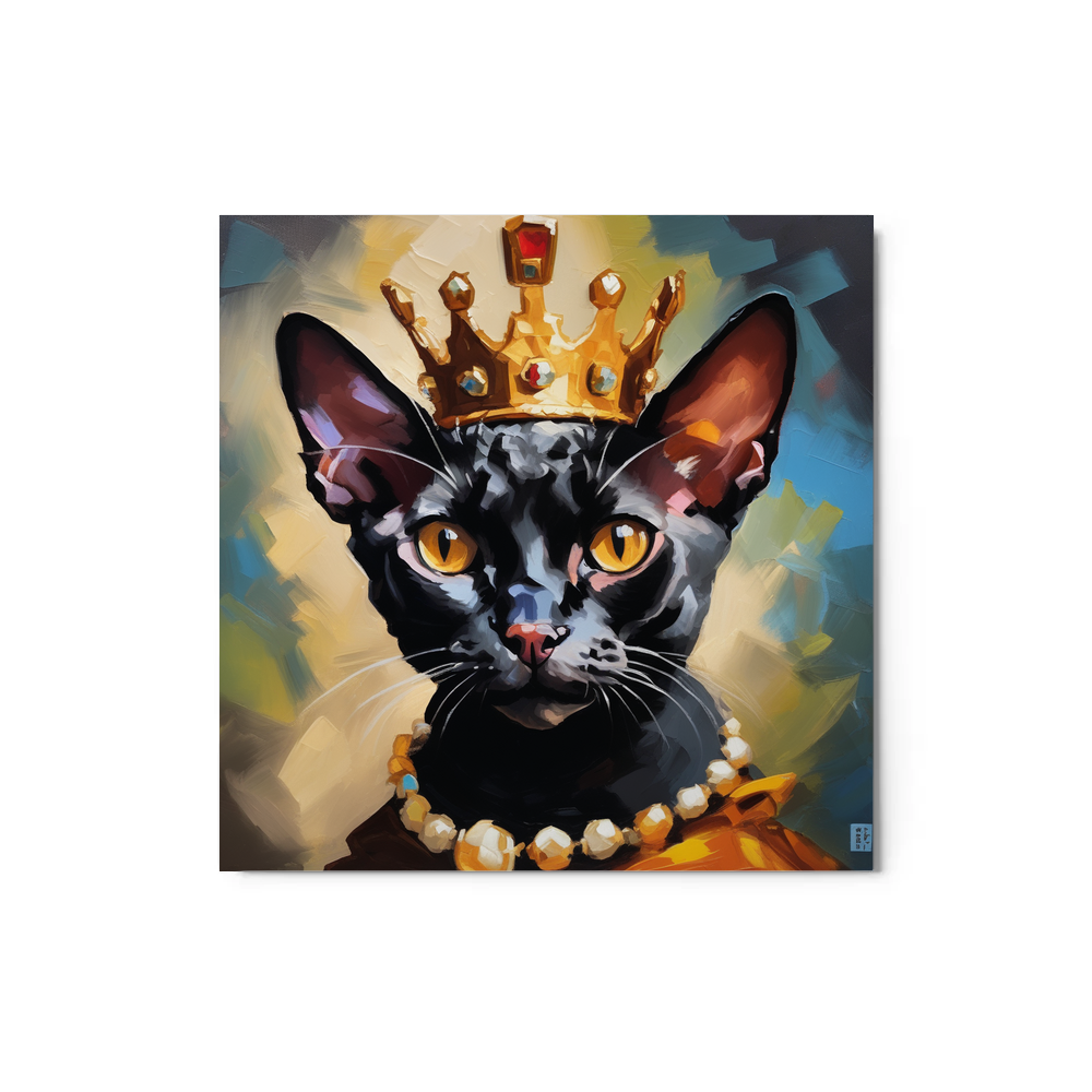 PugMug Custom Black Devon Rex Cat Metal Print