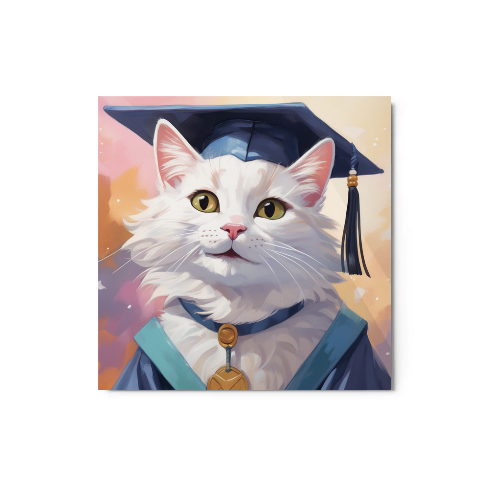 PugMug Custom White Companion Cat Metal Print