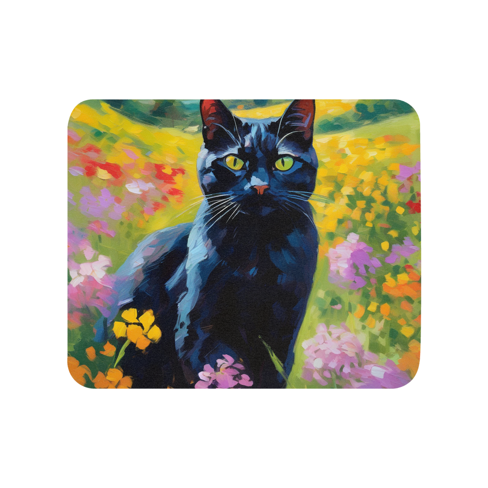 PugMug Custom Black American Shorthair Cat Mouse Pad